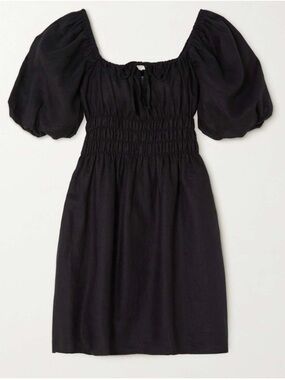 Faithfull the Brand Black Smocked Dress